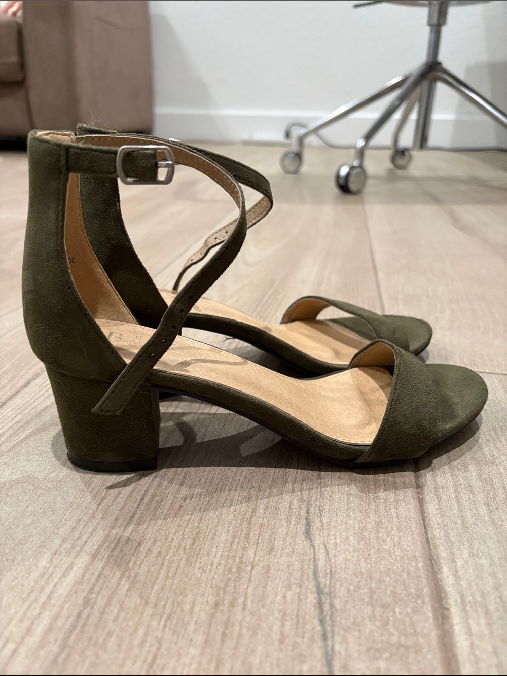 Olive Block Heels NWOT